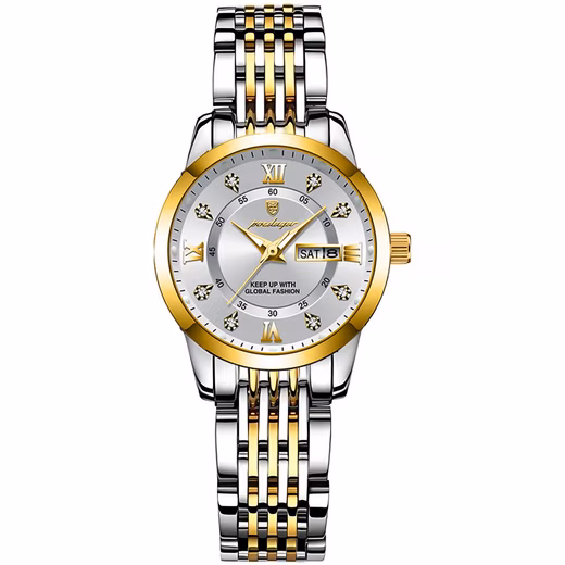 Quartz watch, stainless steel watch for women, fashionable and casual Quartz watch, multifunctional watch, wristwatch, chronograph ladies watch