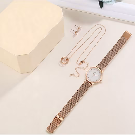 ladies quartz watches (with jewelry bracelet (set, 4-piece), with necklace, earrings & pendant) - Image 2