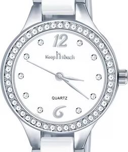 Women's Quartz Wristwatch Ceramic White Round Analog Watch high-quality quartz movement, 28mm dial, 3 ATM water resistant Watch