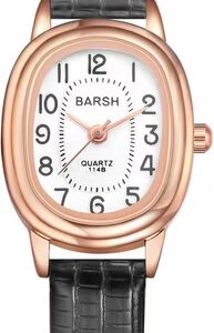 women's watch Elegant with Cuban leather strap & sparkling dial