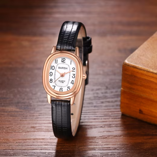 women's watch Elegant with Cuban leather strap & sparkling dial - Image 4