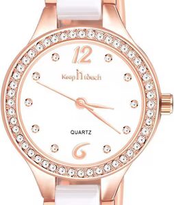 Watch Women's Quartz Wristwatch Ceramic White and Round with high-quality quartz movement, 28mm dial, 3 ATM water resistant