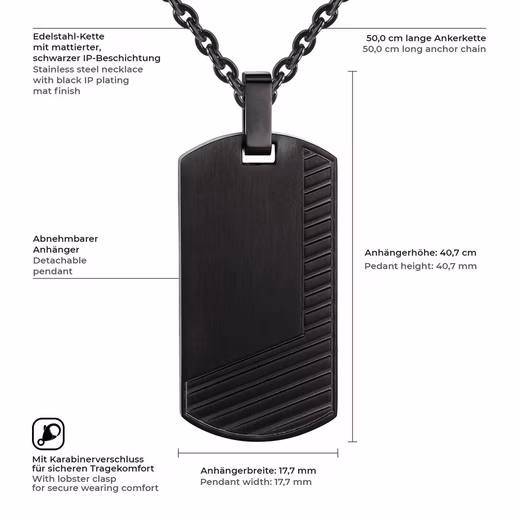 Stainless steel chain necklace made of stainless steel, in black for men - Image 2