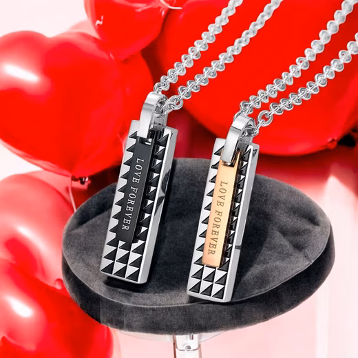 Partner necklace with pendant stainless steel black silver gold modern (Gift for her him, 2-piece, women's necklace men's necklace partner necklaces) - Image 4