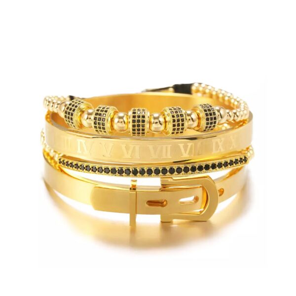 Stainless steel bracelet set Stainless steel bracelet SET men "ROYAL IMPERIAL" gold-plated - 4 bracelets