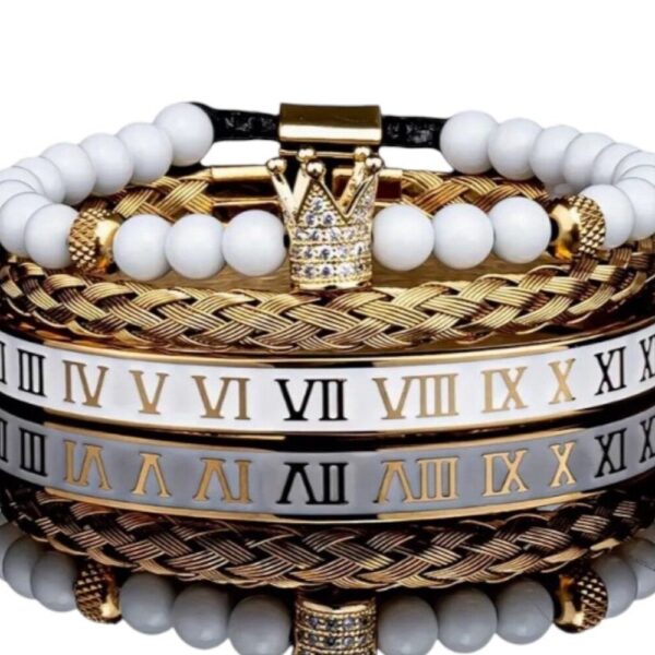 Bracelet Set Men's Bracelet Set Stainless Steel Black-Gold-Silver Jewelry Bangle