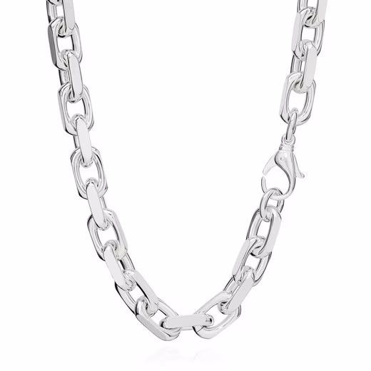 Silver chain 55cm anchor chain necklace solid 925 sterling silver Diamond-coated
