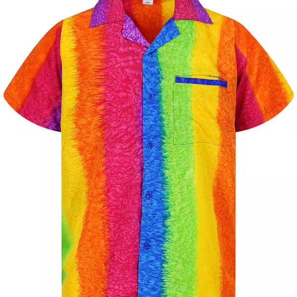 Hawaiian Shirt Rainbow Funky Hawaiian Shirt Short Sleeve Front Pocket Stylish Unisex