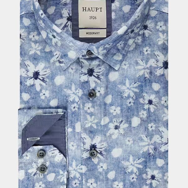 Long-sleeved shirt Main cotton-linen long-sleeved men's shirt Modern Fit in floral print