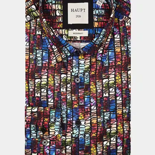 Long-sleeved shirt Main Popelin Modern Fit Long-sleeved men's shirt with multicolor lettering