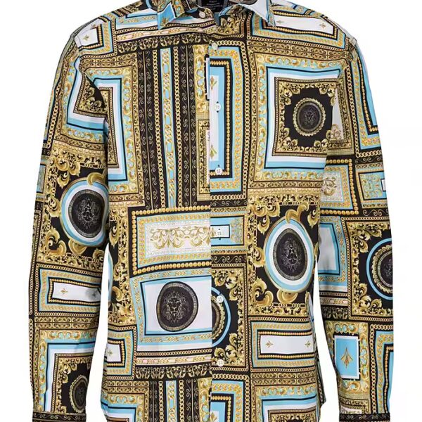 Long-sleeved shirt RICKY BAROQUE with striking baroque pattern, fashionable eye-catcher