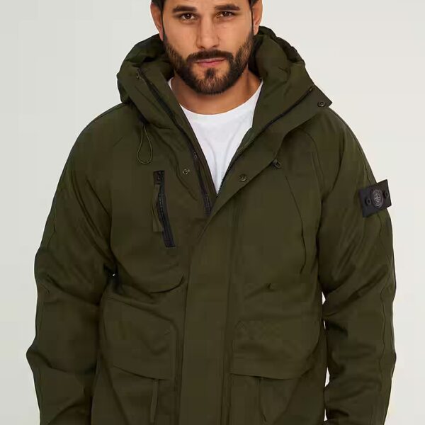 Quilted jacket S2MALBUN Men's lightweight field jacket with hood, fleece-lined outdoor jacket