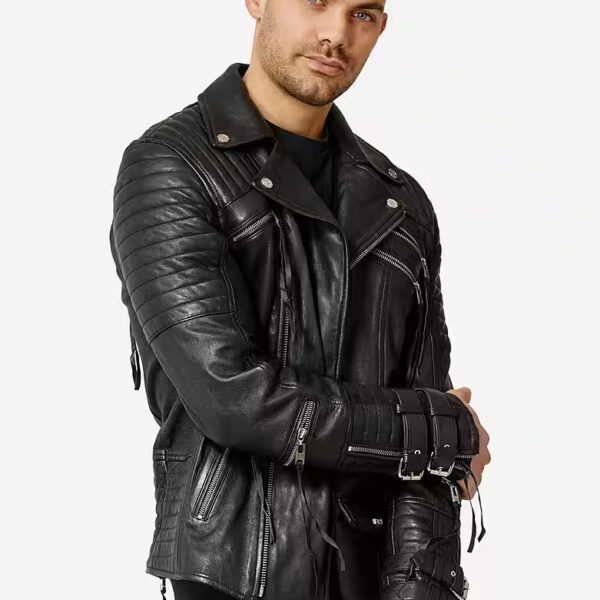 Jackson leather jacket with stitching and zippers