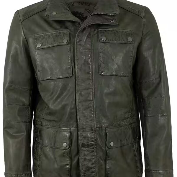 Jamiro leather jacket MADDOX - Men's leather jacket parka lamb nappa moor green