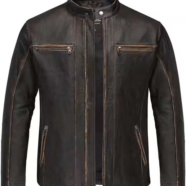 Leather jacket JUNEAU Leather jacket Men's Vintage Zipper Leather Jacket
