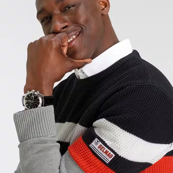 Round neck sweater up to size 3XL with block stripes