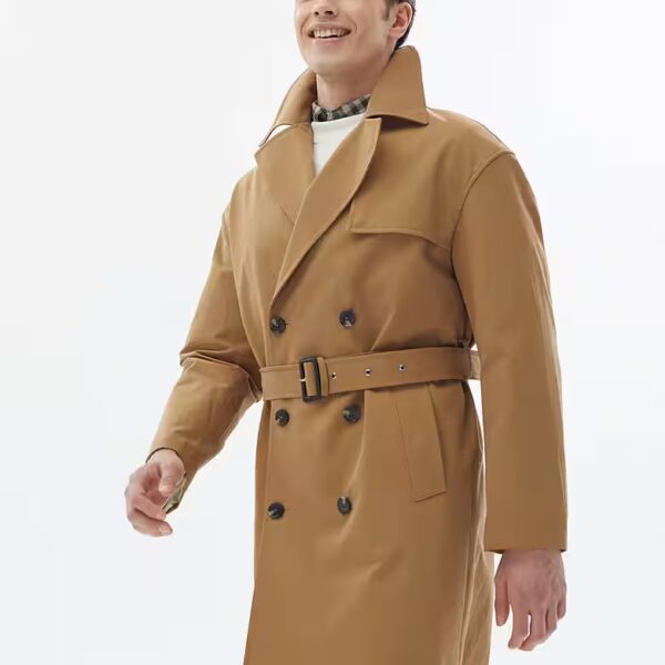 Winter Jacket Designed Fur Fabric Wrap Trench Coat