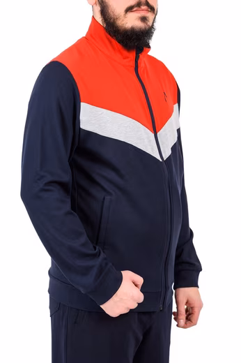 Men's sports and leisure suit in navy and red