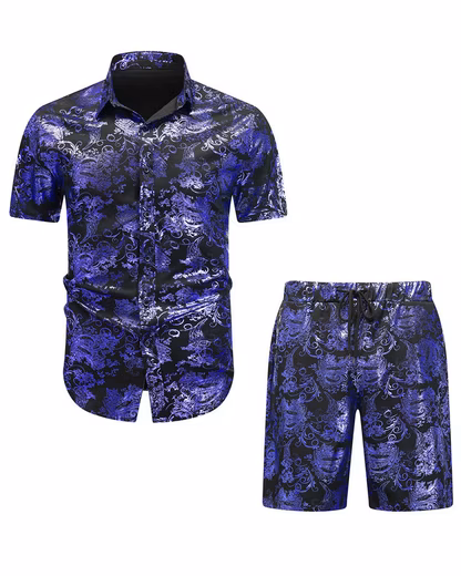 Shirt & Pants (Set, short-sleeved shirt & shorts) Leisure set short-sleeved shirt & shorts with jacquard pattern