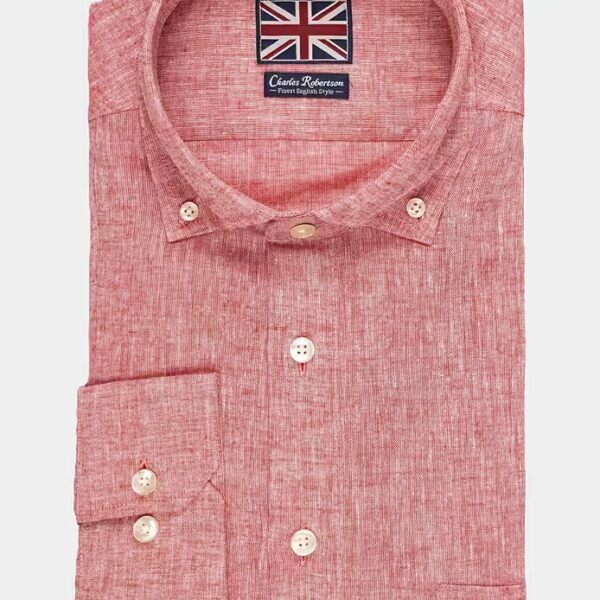 Long-sleeved shirt Charles Robertson Long-sleeved men's shirt Modern Fit LIGHT RED