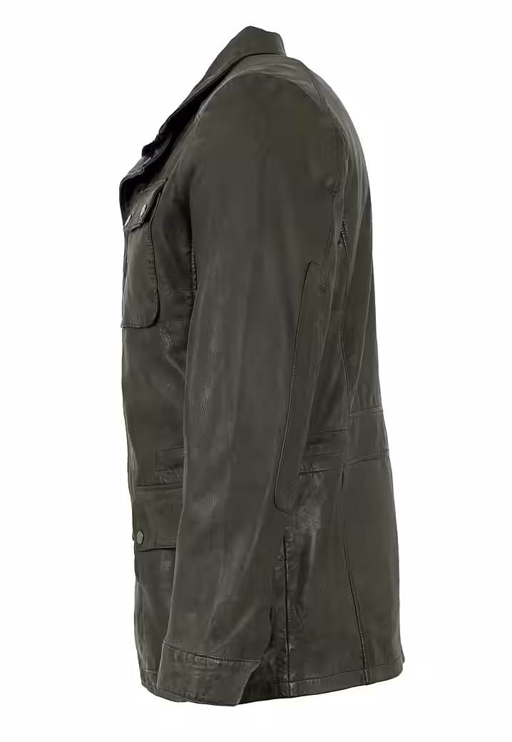Jamiro leather jacket MADDOX - Men's leather jacket parka lamb nappa moor green - Image 5