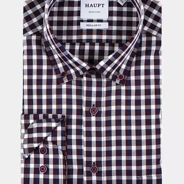 Long-sleeved shirt Main cotton men's shirt checked pattern DARK RED