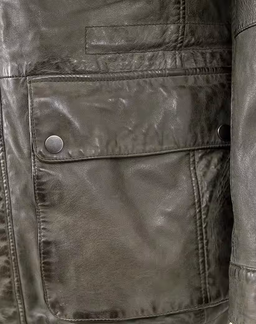 Jamiro leather jacket MADDOX - Men's leather jacket parka lamb nappa moor green - Image 3