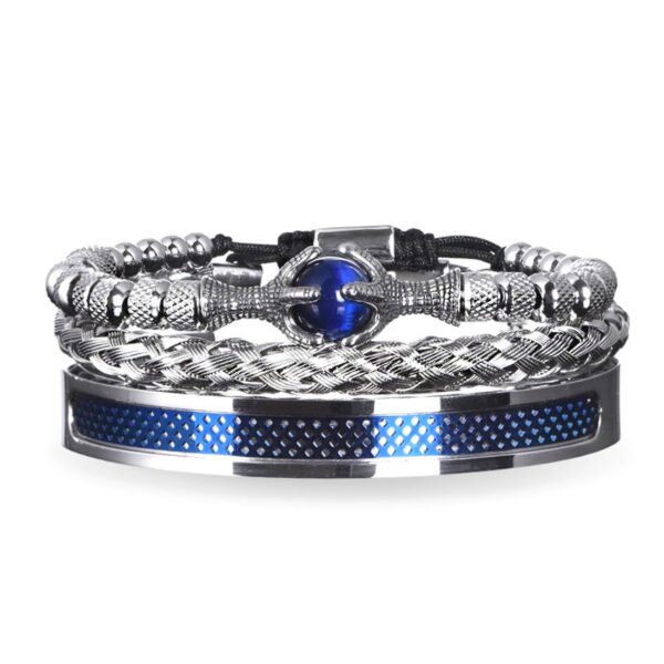 Stainless steel bracelet set Stainless steel bracelet SET Men "BLUE EAGLE ROYAL" - Set of 3 bracelets