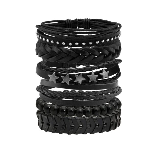 Leather Bracelet Set 6-piece Punk Bracelet Set for Men