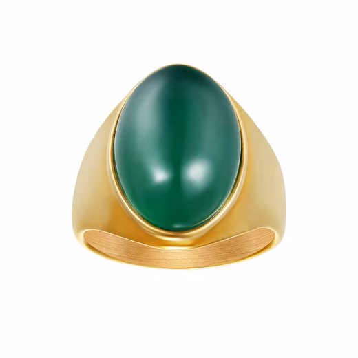 Finger ring Karisma men gold stainless steel 316L men ring - Green Stone - RHC4002 Men's Jewelry