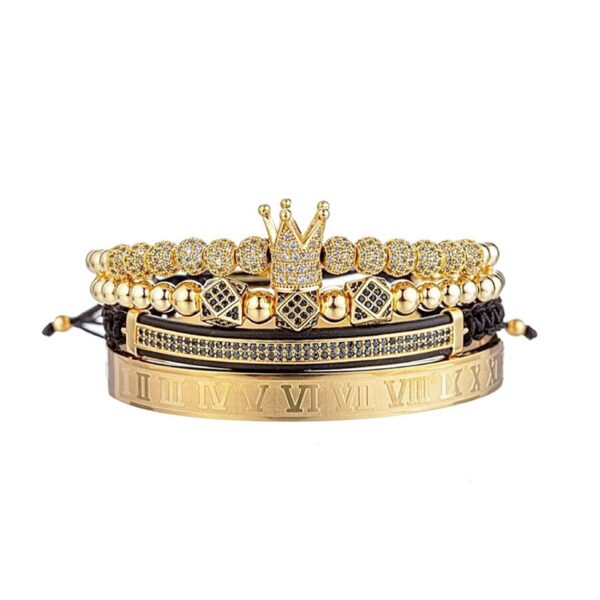 Stainless steel bracelet set Stainless steel bracelet SET Men "ROYAL KING" gold-plated - Set of 4 bracelets