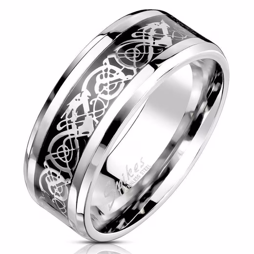 Finger ring ring Celtic tribal silver made of stainless steel unisex (Ring, 1-piece), Women Men