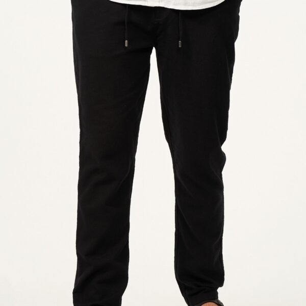 Linen trousers in chino style with elastic waistband & drawstring