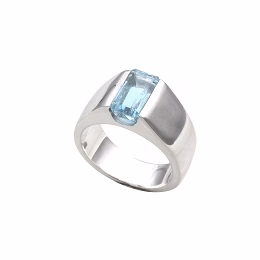 Silver ring aquamarine ring 12x8 mm (sterling silver 925) (1-piece), high-quality goldsmith work from Germany