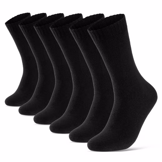 Thermal socks 6, 12, 24 pairs of women's and men's thermal socks (Black, 6 pairs, 35-38) Terry cloth winter socks - 10900 WP