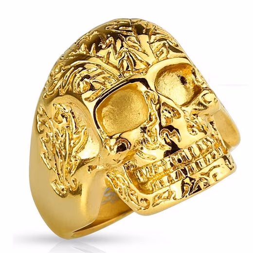 Finger ring skull solid gold made of stainless steel men (Ring, 1-piece), Men