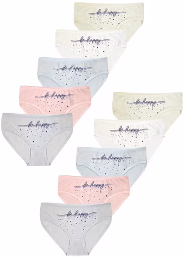 Set of 10 girls' briefs - stars - colorful Value pack, 10 pieces
