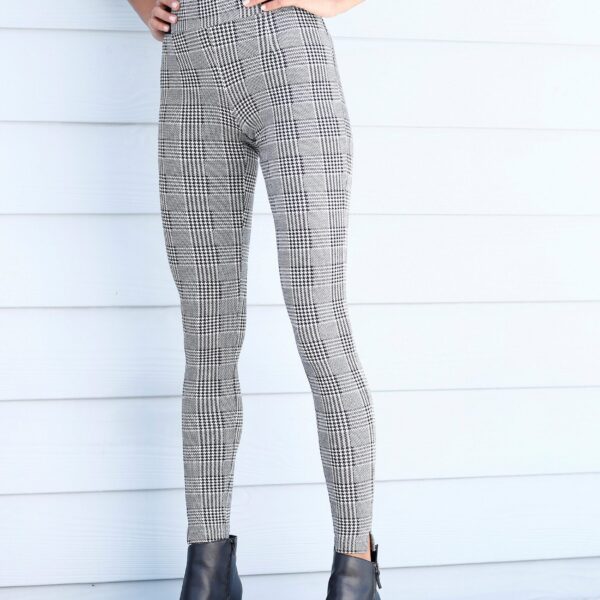 Leggings in Glencheck design, elastic, fashionable