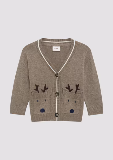 Cardigan Soft cardigan with reindeer appliqué