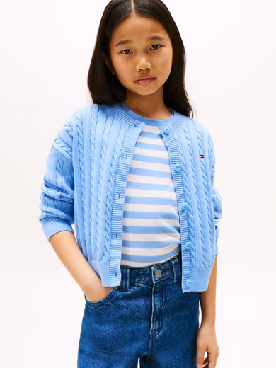 Cable Cardigan for children up to 16 years, with cable pattern