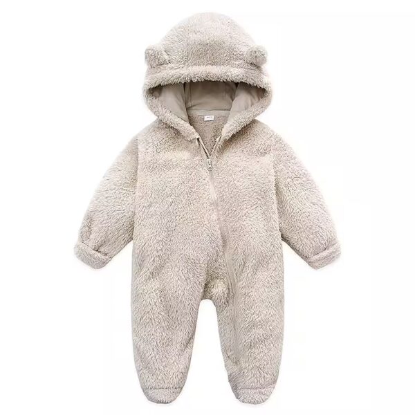 Romper Winter Warm Baby Romper Newborn Fleeceoverall for 0-12 months with hood & zipper