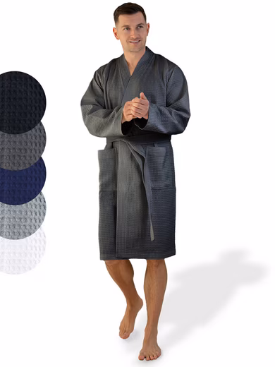 Men's dressing gown waffle pique