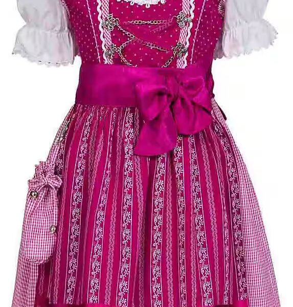 Dirndl Kinderdirndl 3-piece Anja in berry from Nübler 3-piece set made of dirndl, blouse and apron