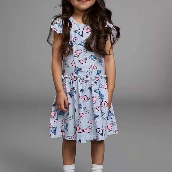 Jersey dress for little girls summer occasions and parties, knee-free length, fashionable touch