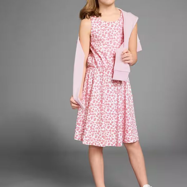 Jersey dress, skater dress in a beautiful all-over pattern for parties and meetings with friends, knee-free, fashionable