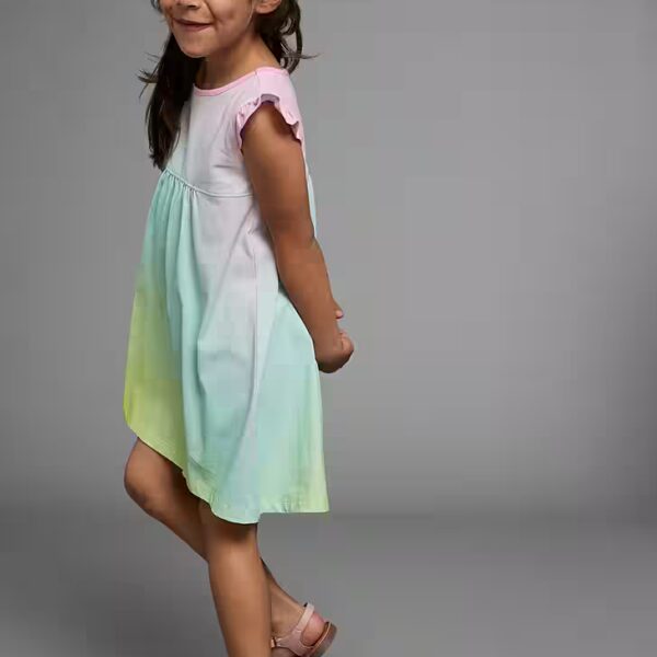 Rainbow jersey dress knee-free length, wide flared cut, made of cotton