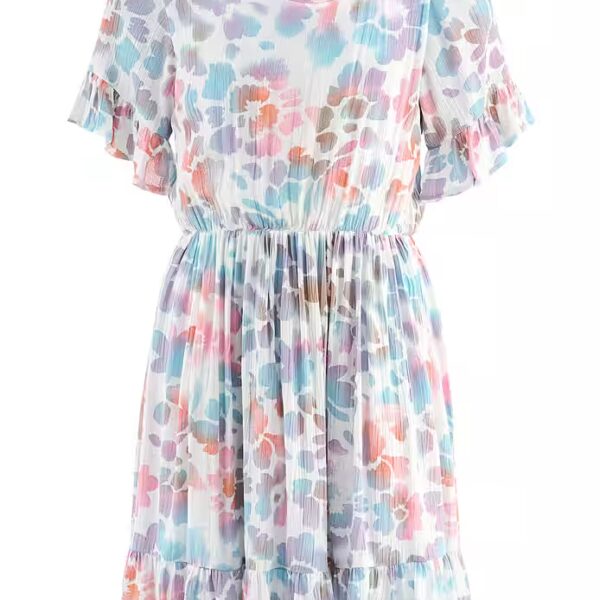 Print dress with valance