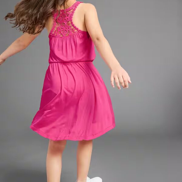 Jersey dress with elaborate lace on the back Soft-falling viscose dress