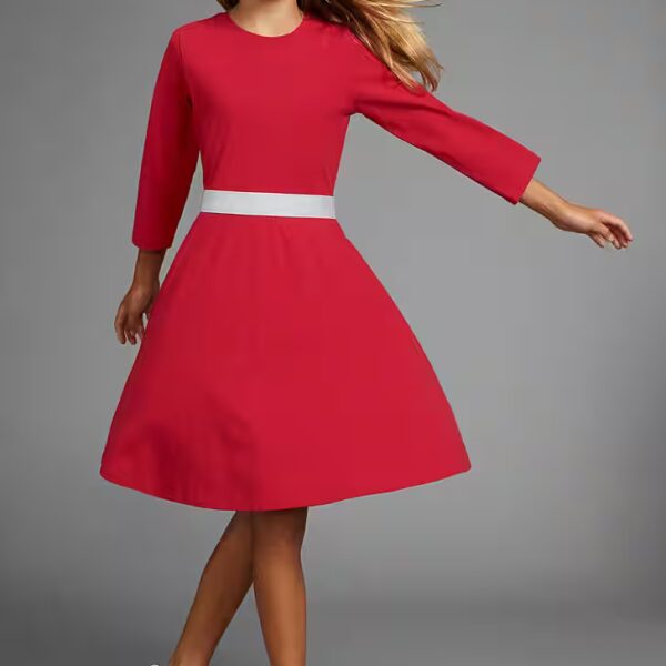 Skater dress with glitter band festive, knee-free, 3/4 sleeves, made of cotton blend