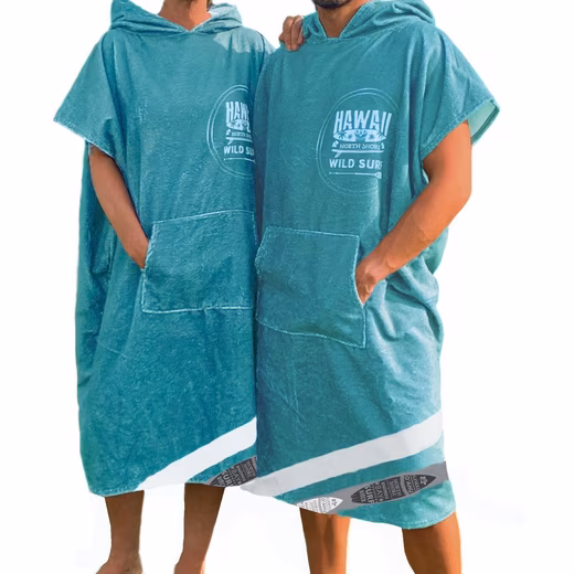 Bathrobe bath poncho unisex - surf poncho made of cotton and polyester